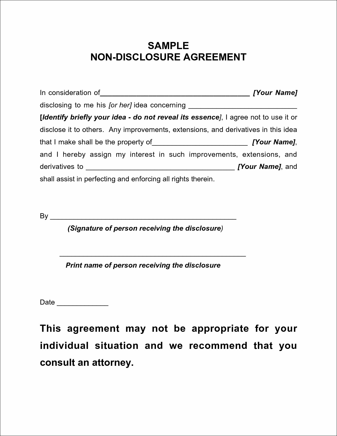 Basic Non Disclosure Agreement Emmamcintyrephotography