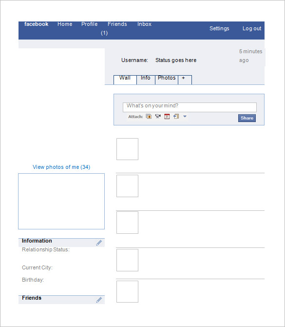 Blank Facebook page by svwestray   Teaching Resources   Tes