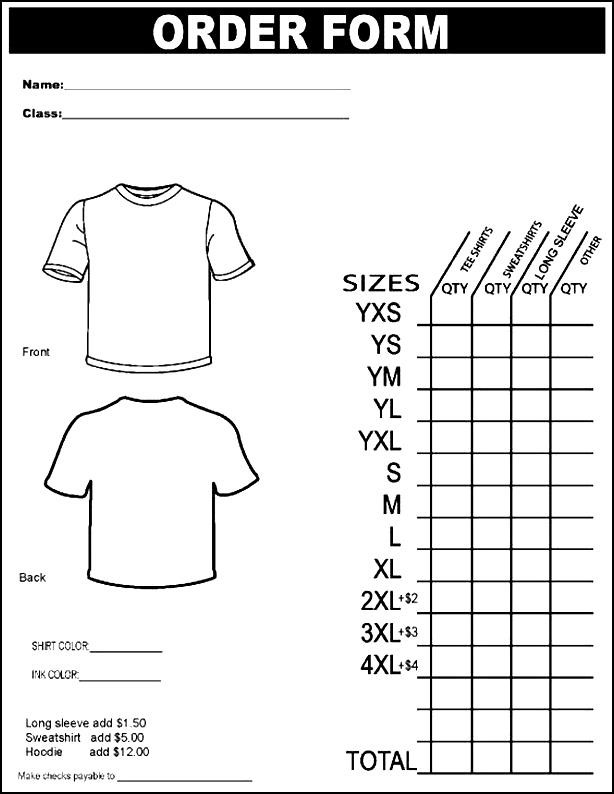 Blank T Shirt Order Form | beneficialholdings.info
