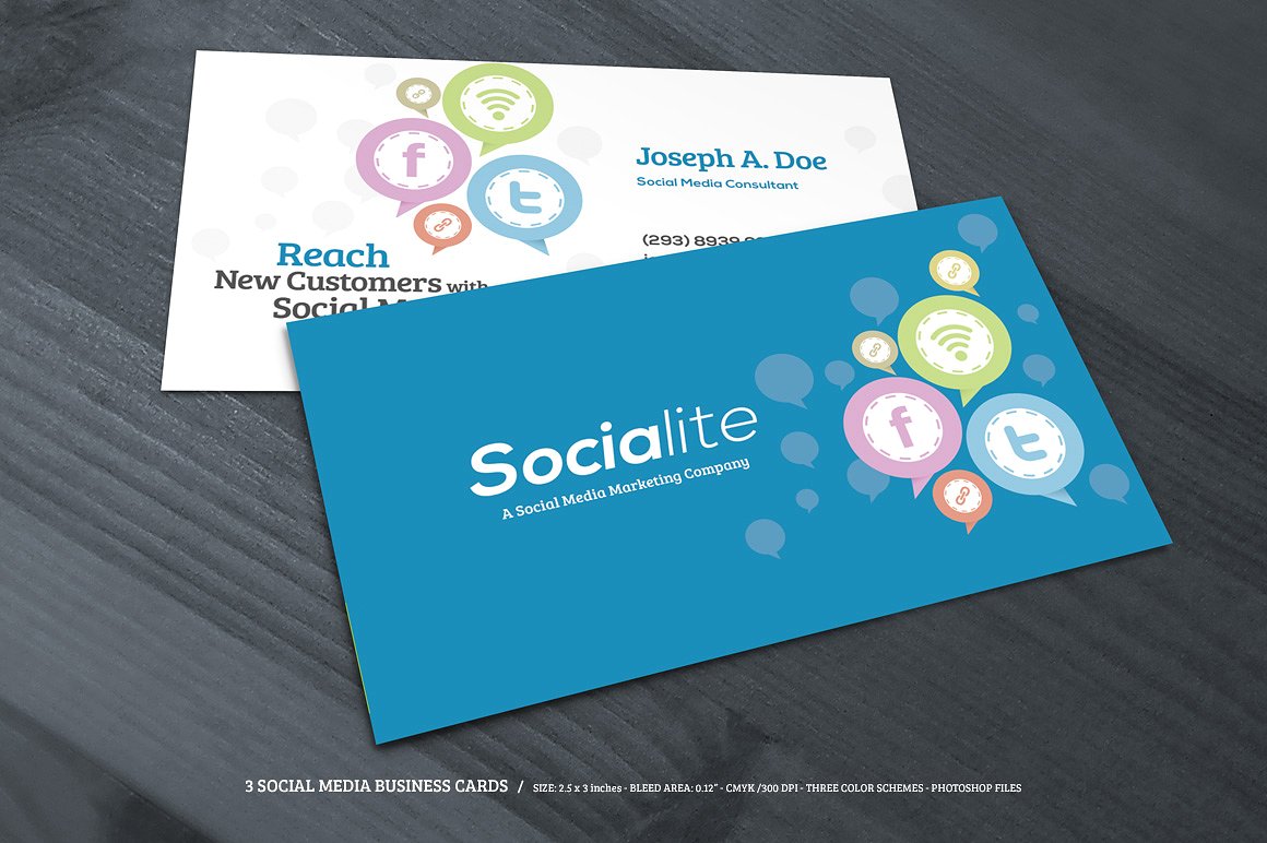 3 Social Media Business Cards ~ Business Card Templates ~ Creative 