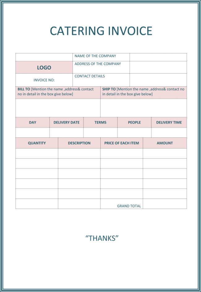 Free Catering Invoice   Word | PDF | eForms – Free Fillable Forms