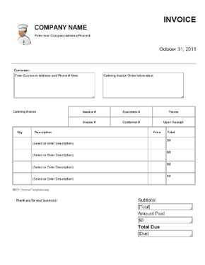 Free Catering Service Invoice Template | Excel | PDF | Word (.doc)