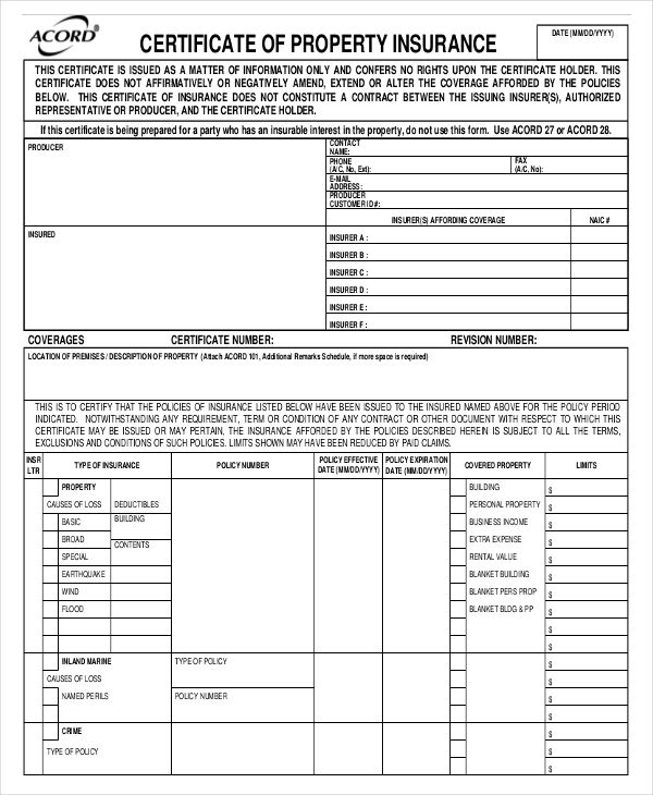 Marine Cargo Insurance Certificate