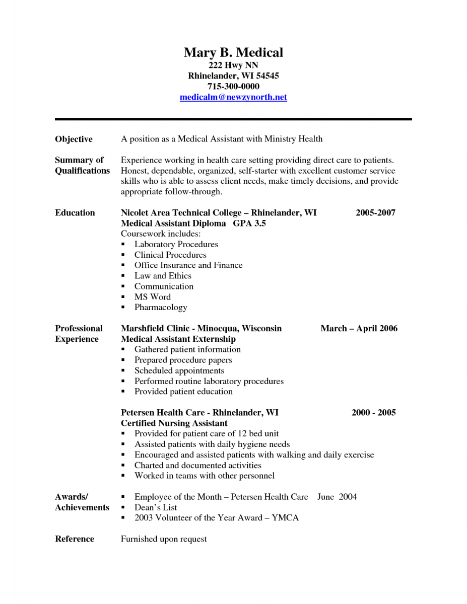 certified medical assistant resume template   Roho.4senses.co