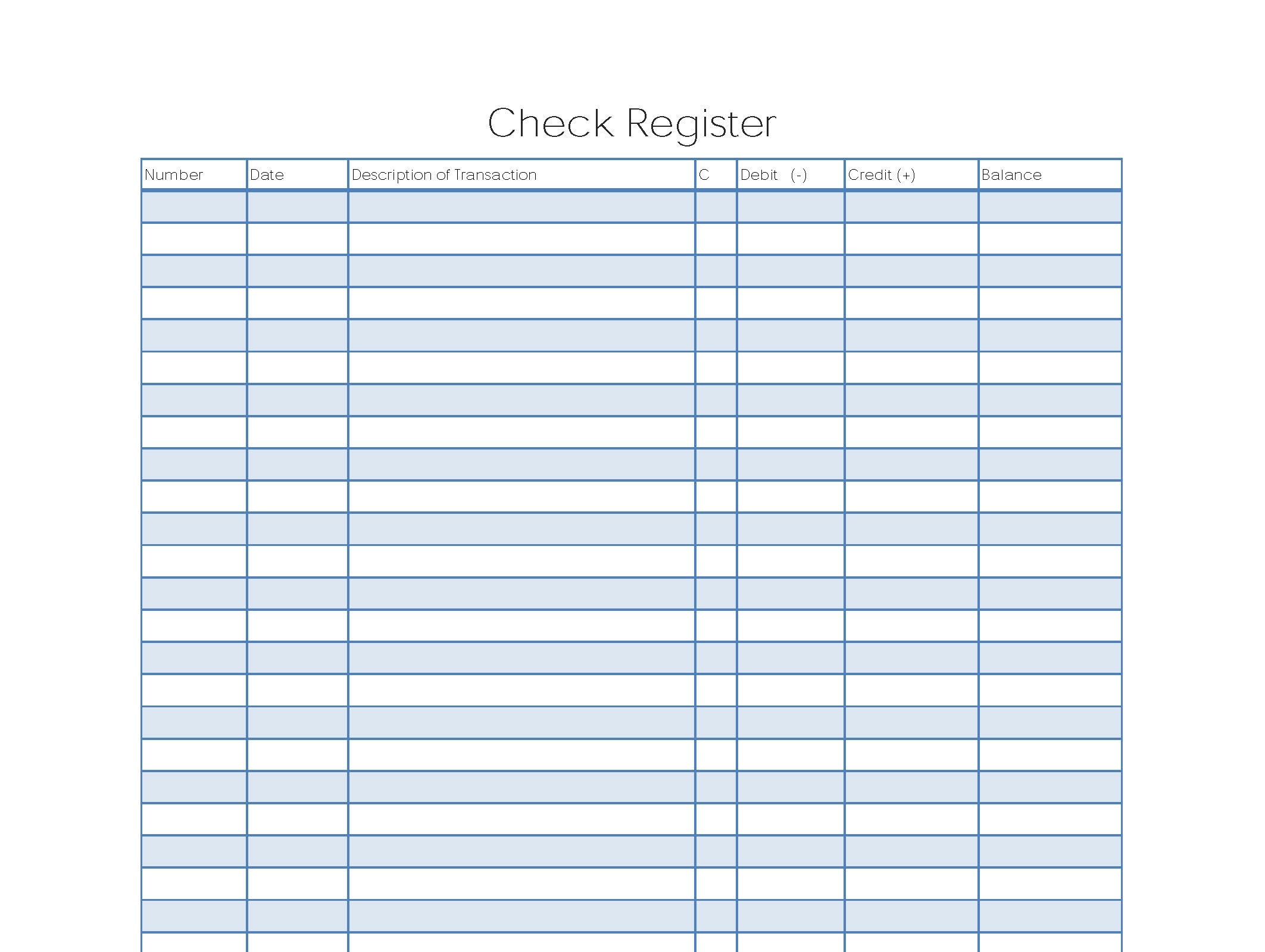 Checkbook Register Worksheet – Techno Docs