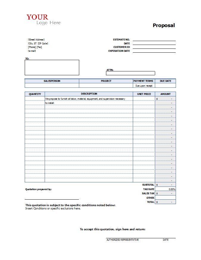 Construction Bid Template Emmamcintyrephotography