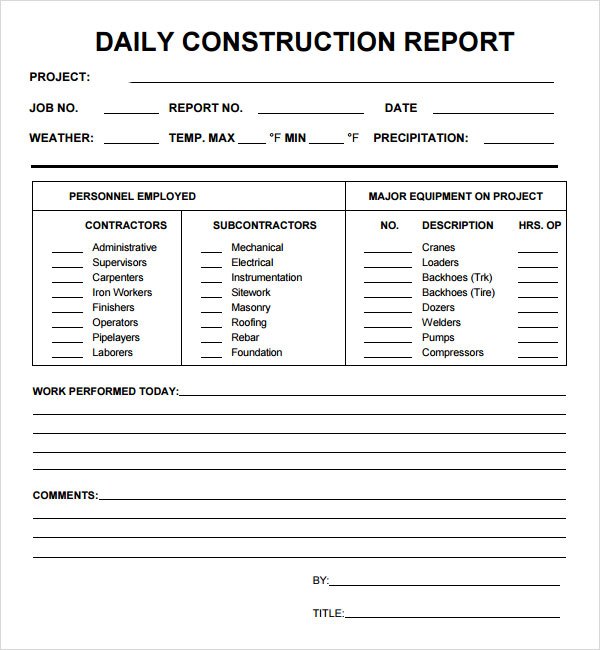 Excel Work Log Template Luxury Construction Daily Report Template 