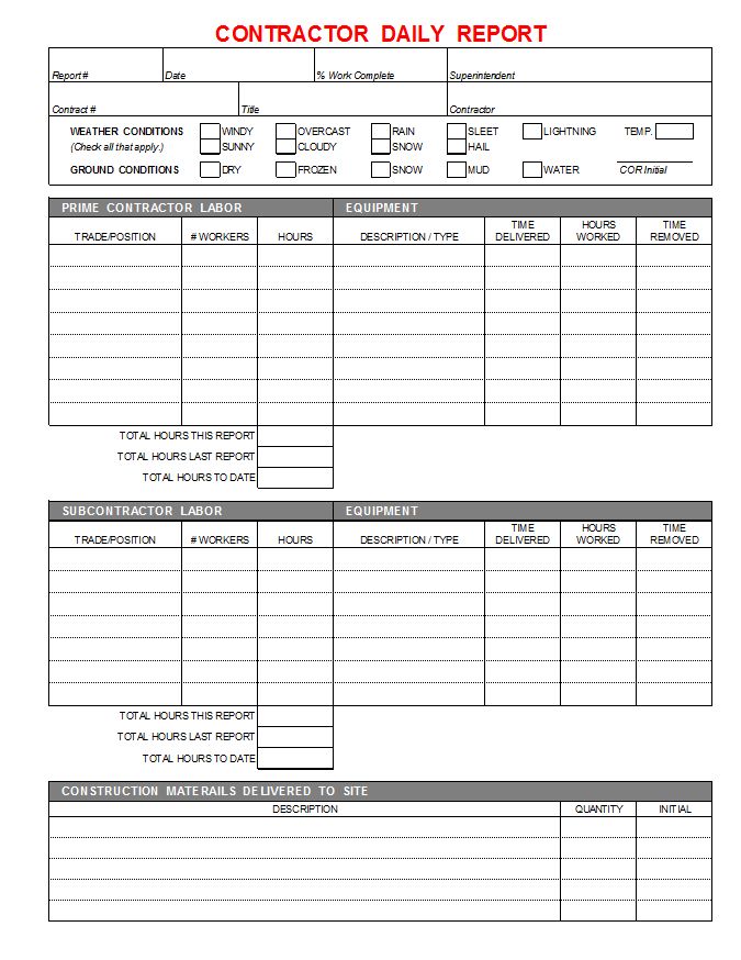 Construction Daily Report Template Excel Emmamcintyrephotography