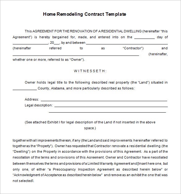 Remodeling contract template necessary bathroom remodel 7 home 