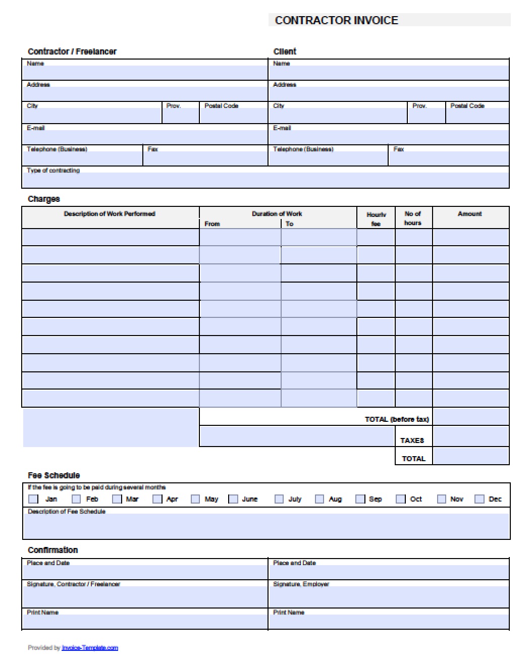 Contractor Bill Format In Excel Download