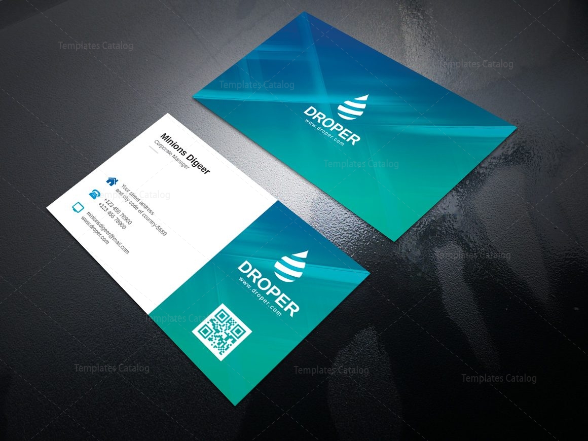 Aqua Professional Corporate Business Card Template 000950 