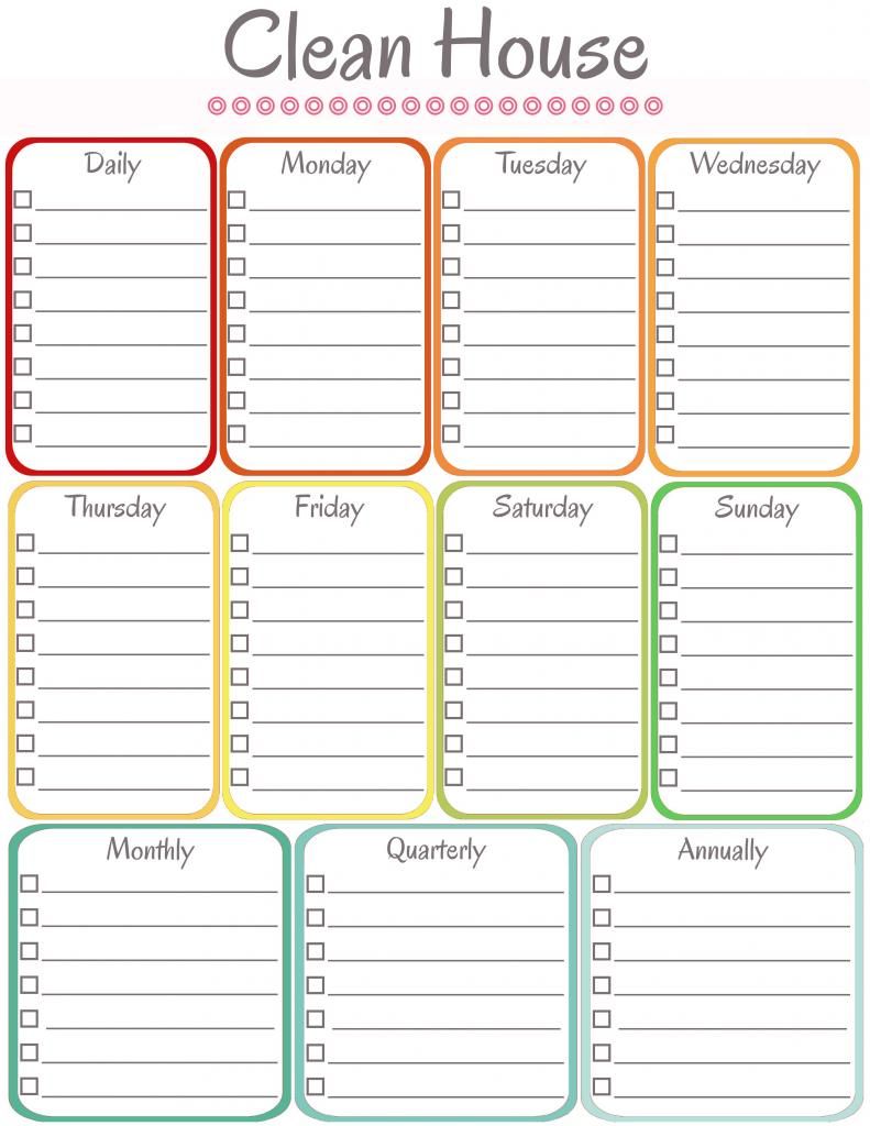 Printable Daily Weekly Monthly Cleaning Schedule Template