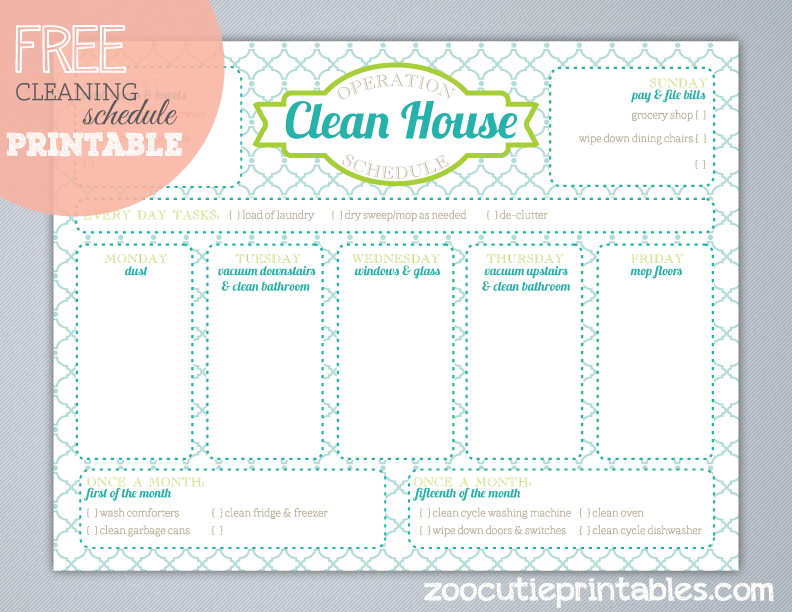 Free Operation Clean House Printable   24/7 Moms