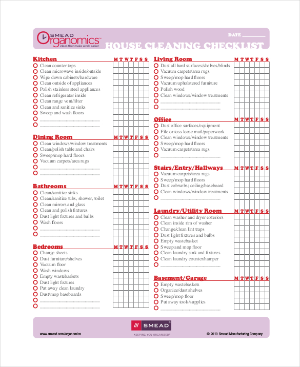 Editable Cleaning Schedule Template Emmamcintyrephotography