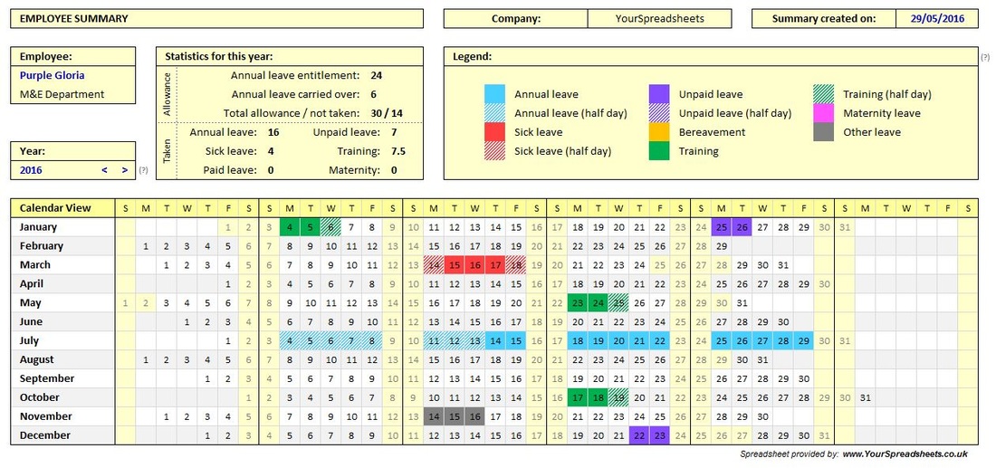 Employee attendance tracker spreadsheet
