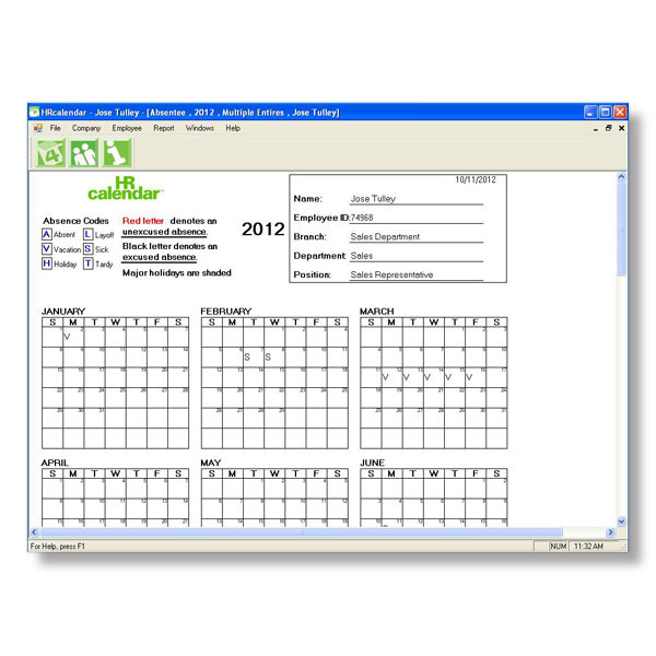 HRcalendar Employee Attendance Tracking Software | Attendance Software