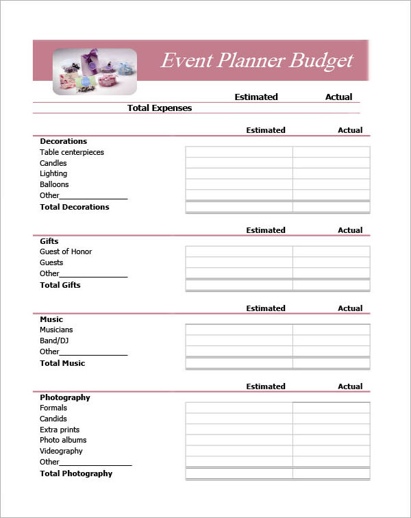 Event Planning Budget Worksheet Template Excel Templates