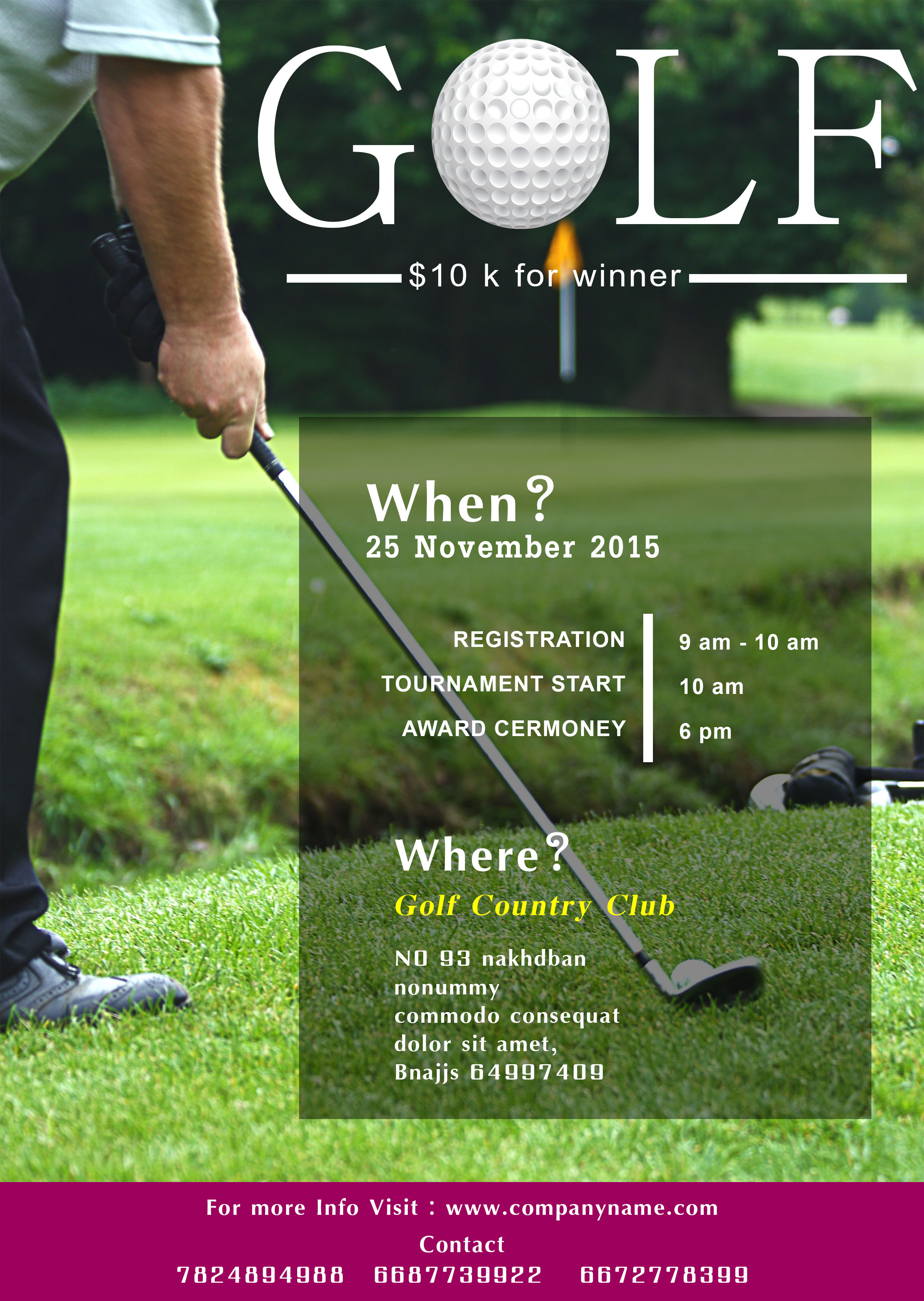 15 Free Golf Tournament Flyer Templates : Fundraiser & Charity 