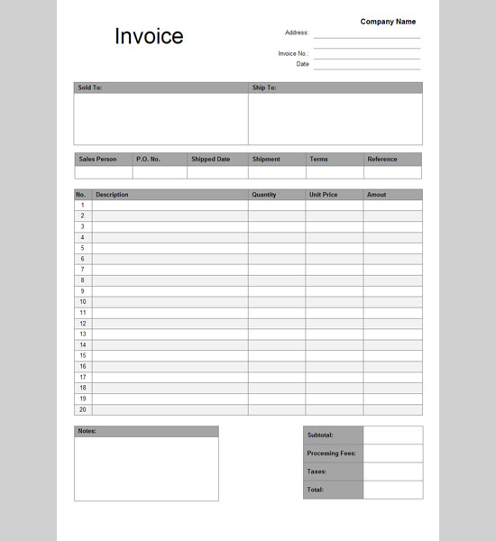 Google Doc Invoice Template