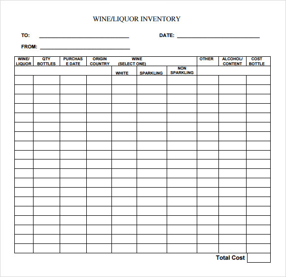 Bar Inventory Spreadsheet 15+ Bar Inventory Templates Free Sample