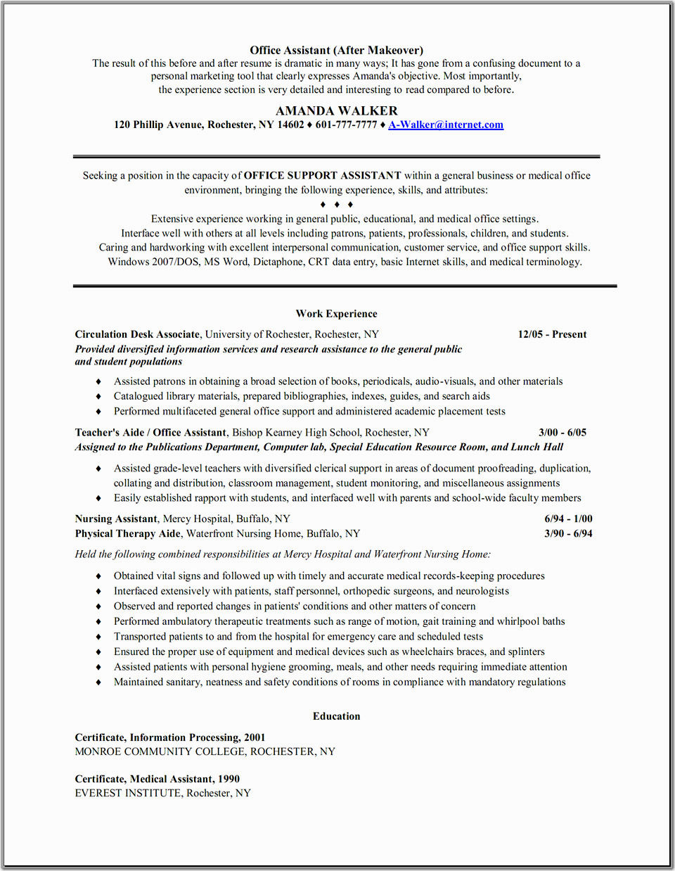 Sample Federal Resume Medical Support assistant | Danaya.us