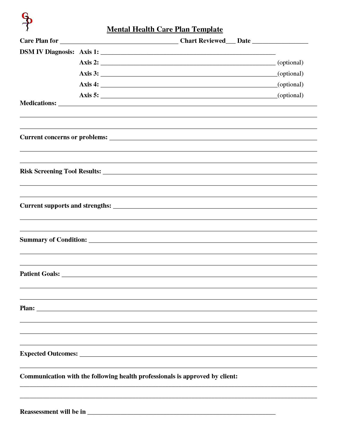 mental health treatment plan template Forms   Fillable & Printable 