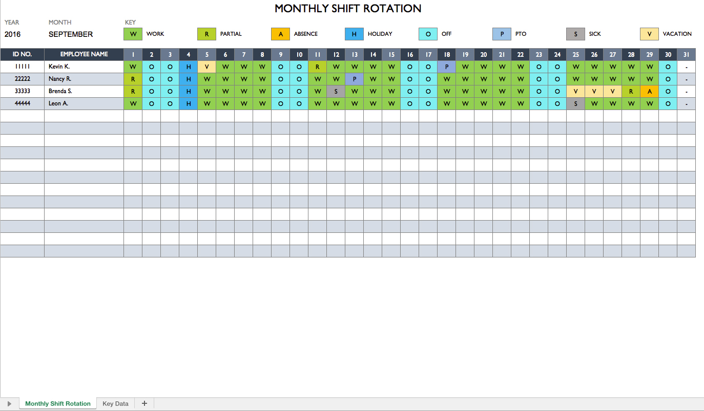 Monthly Employee Schedule Template Emmamcintyrephotography