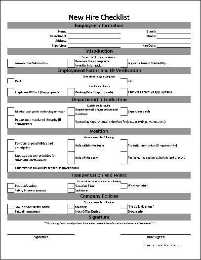 new hire paperwork checklist template   Manqal.hellenes.co