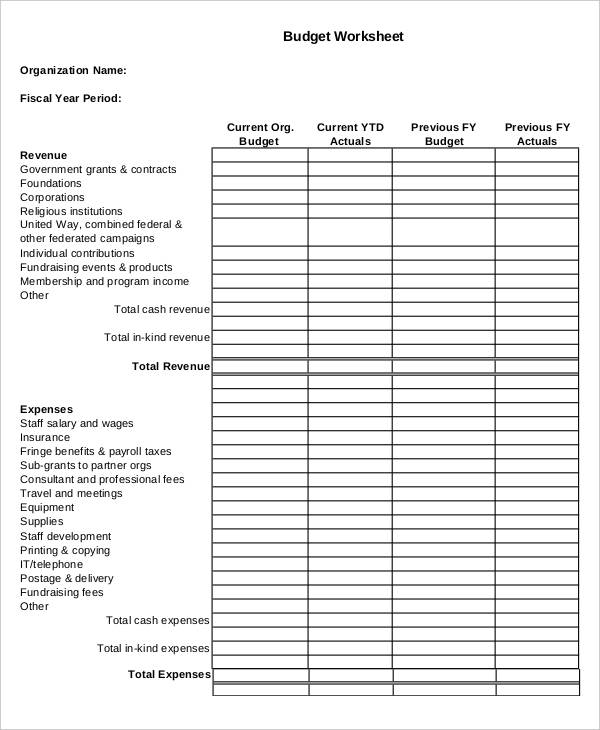 Non Profit Budget Template Emmamcintyrephotography