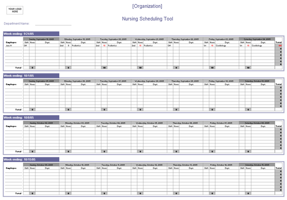 nursing schedule template   Physic.minimalistics.co