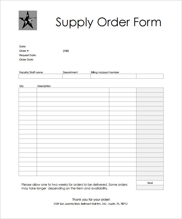 free order form template excel   Manqal.hellenes.co
