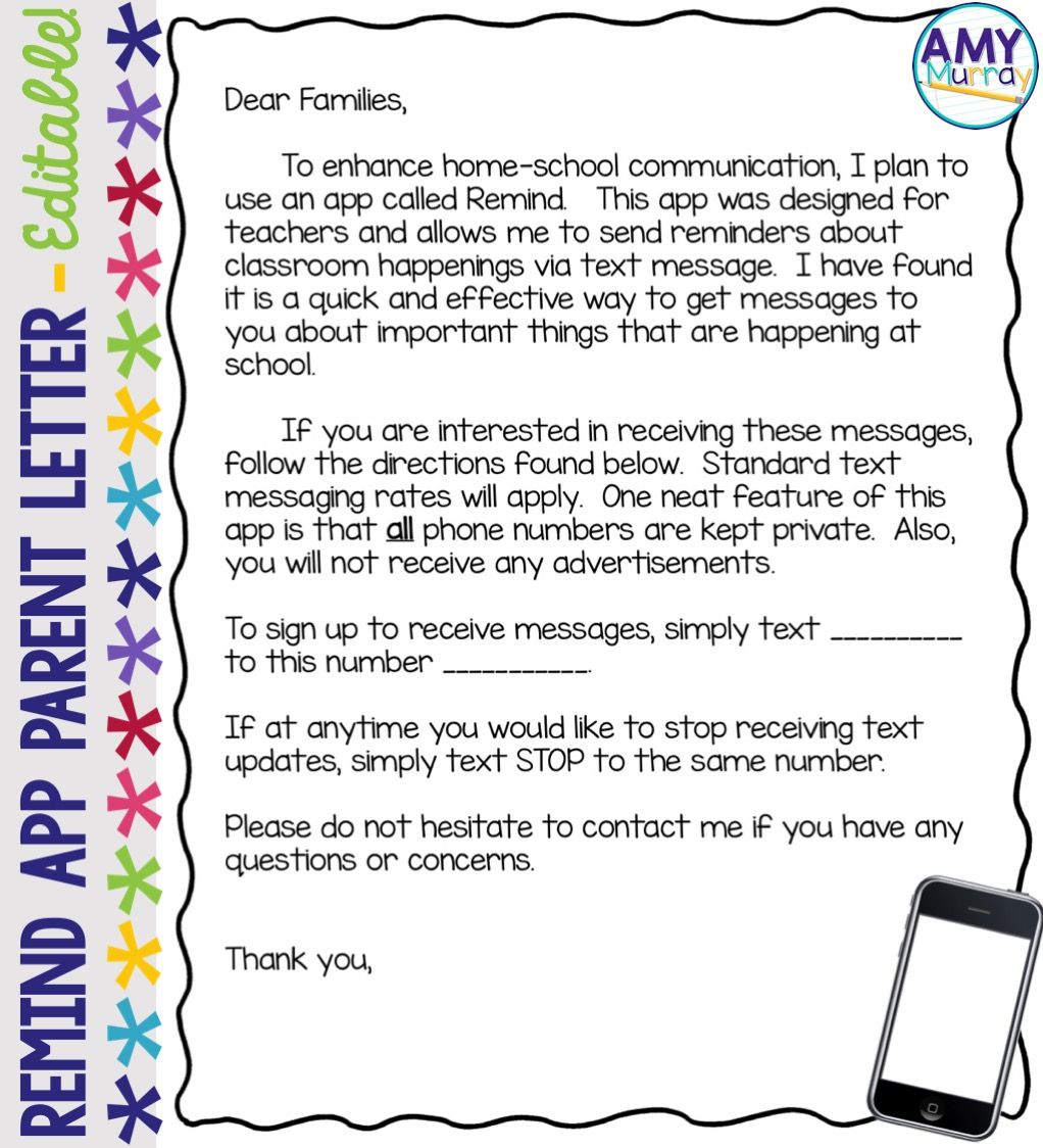 Letter Home To Parents Template