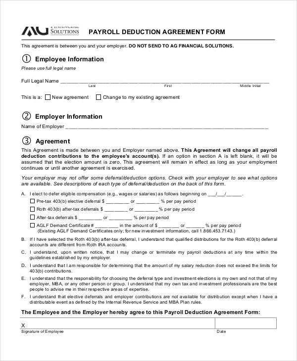 Payroll Deduction Form Template   10+ Free Sample, Example, Format 