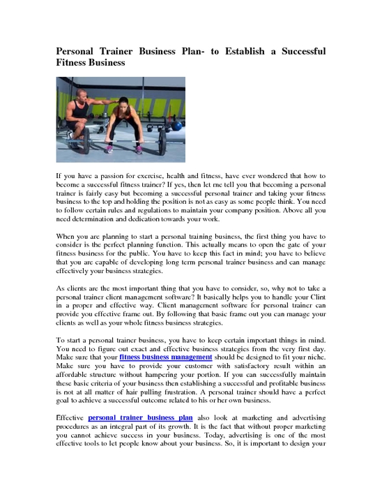 Personal Training Business Plan | Business Plan Template