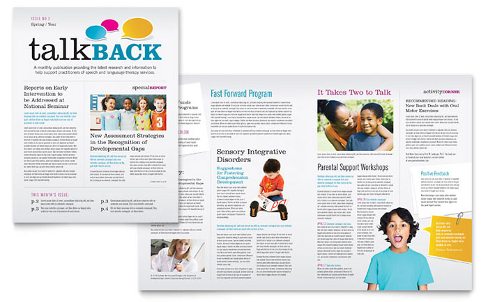 Speech Therapy Education Newsletter Template Design