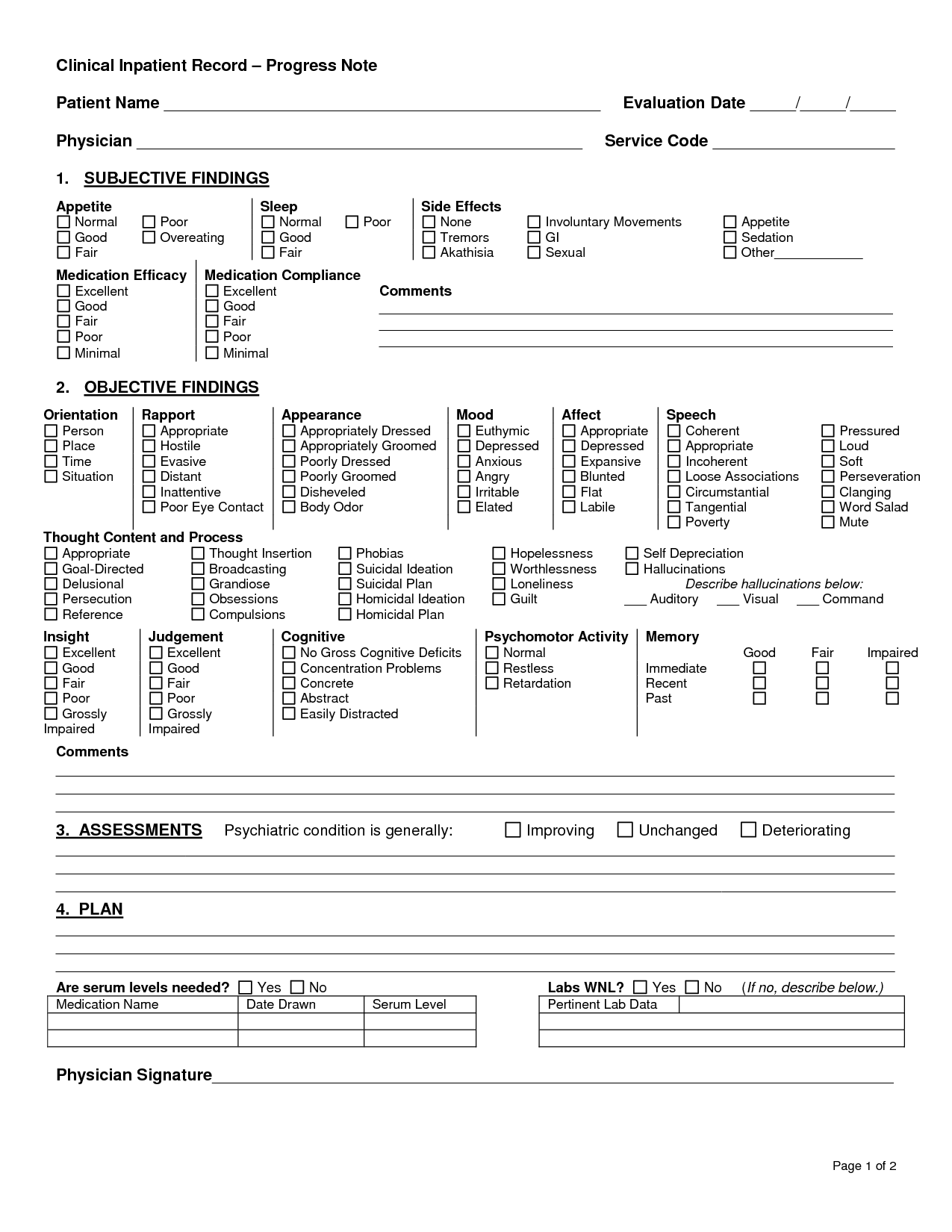 Counseling Progress Notes Template