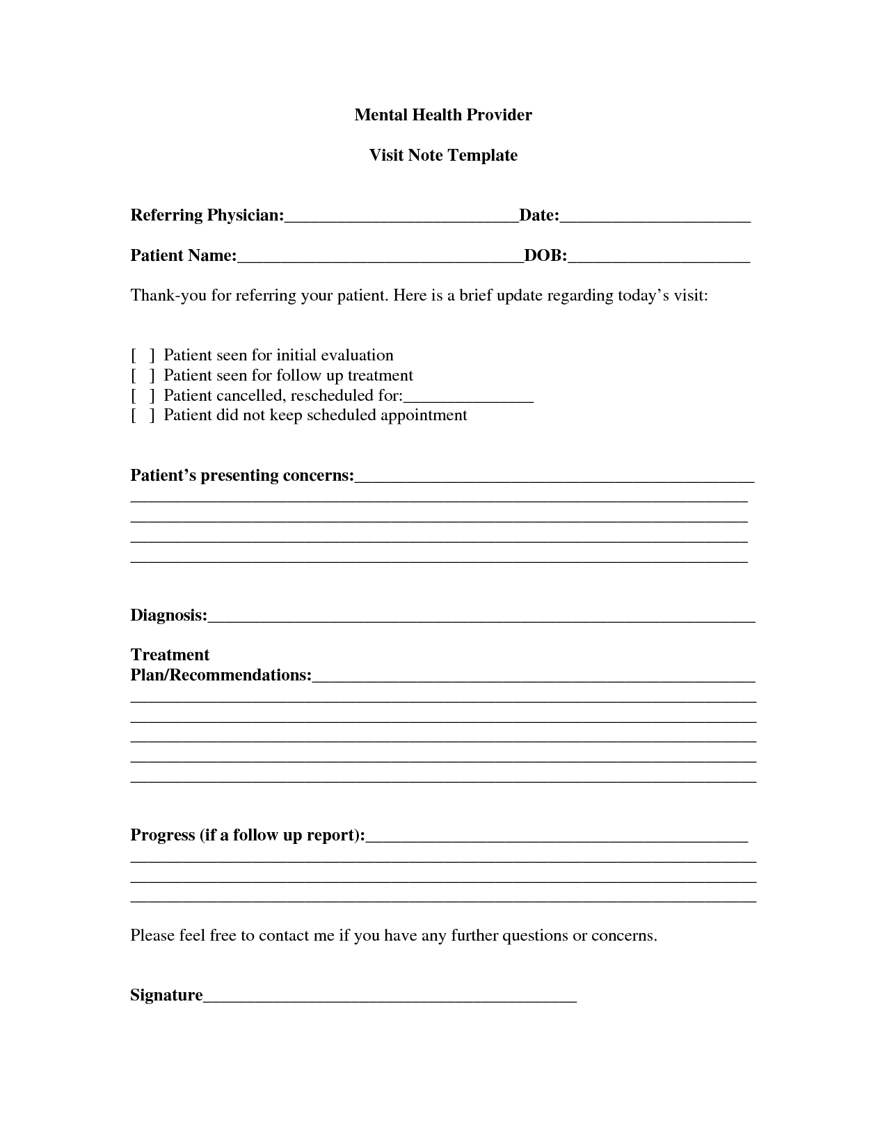 Progress Note Template For Mental Health Counselors | Business 