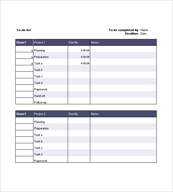Project Task List Template   10+ Free Word, Excel, PDF Format 