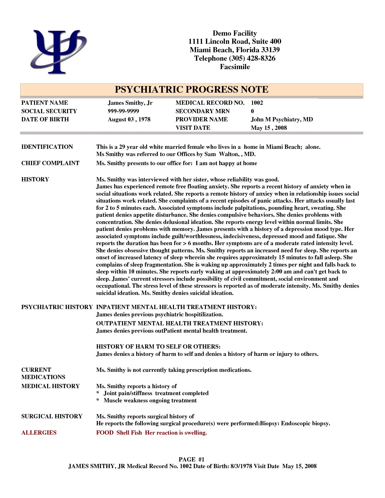 Counseling Progress Notes Template