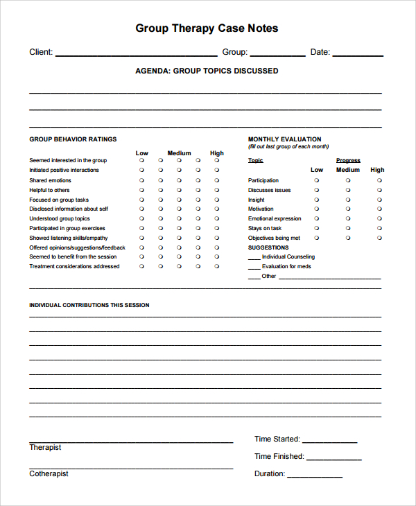 Counselling Session Notes Template