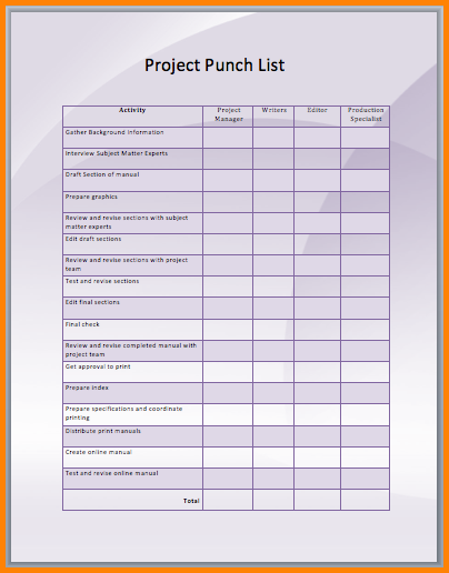 Construction punch list form entire screnshoots project template 6 