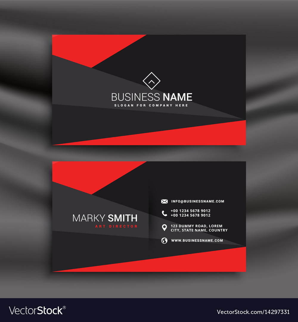 Black and red business card template with Vector Image