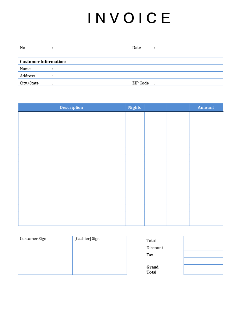 Word Rent Invoice Template