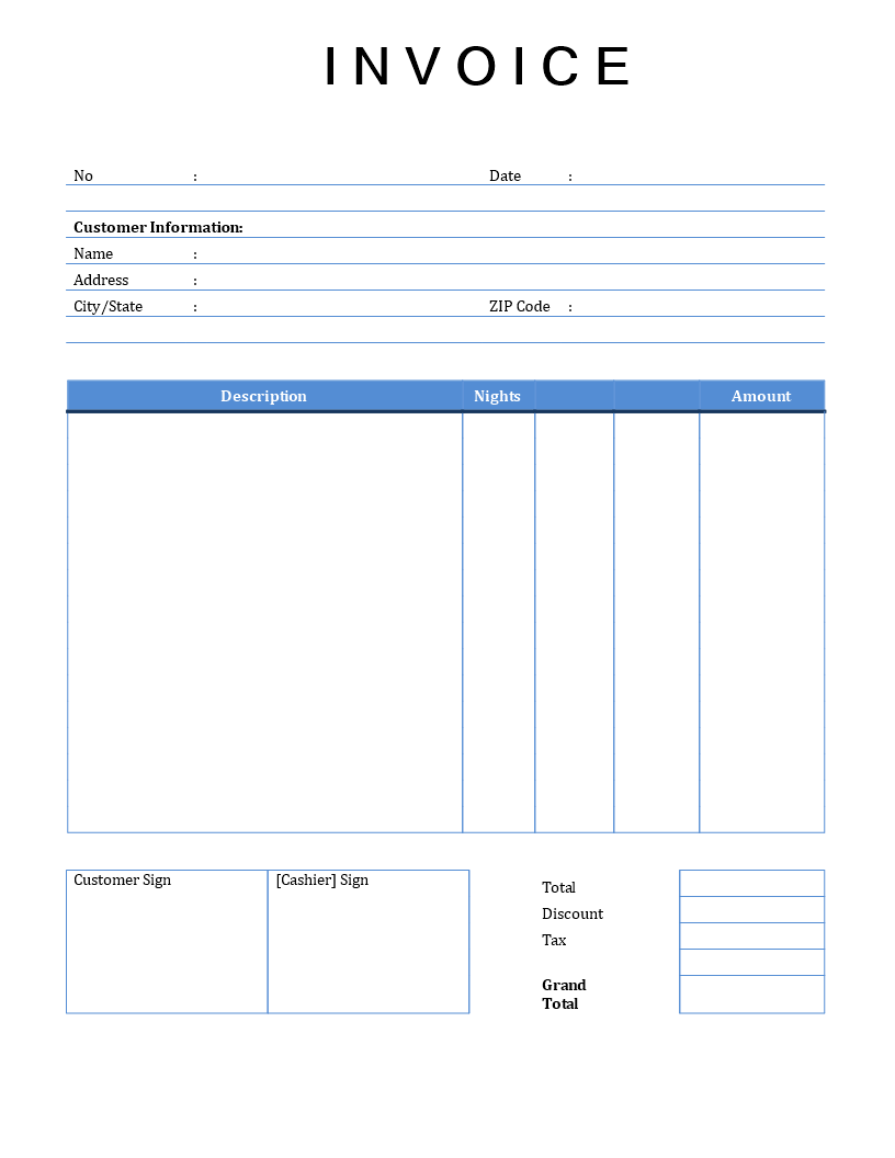 Sample Rent Invoice Template