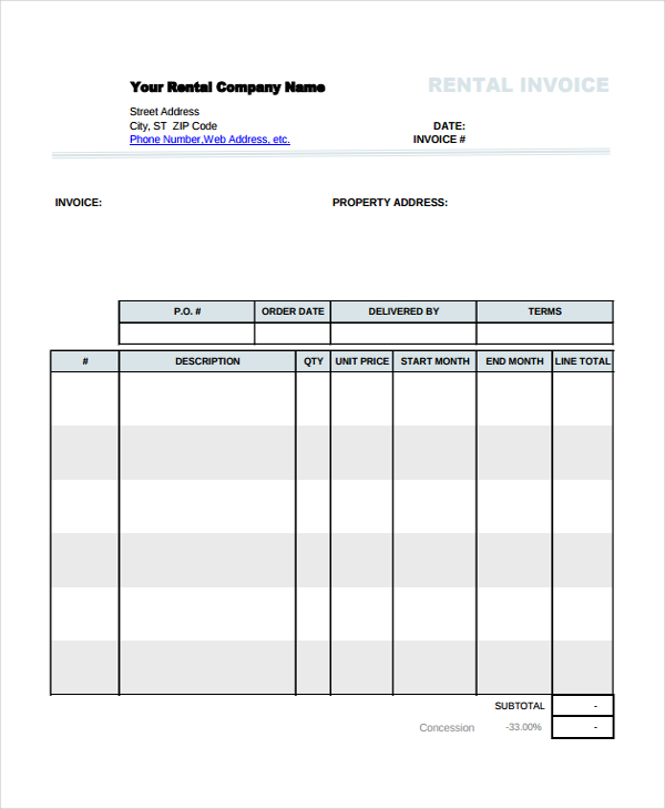 rent invoice template word rental invoice here is the free rental 