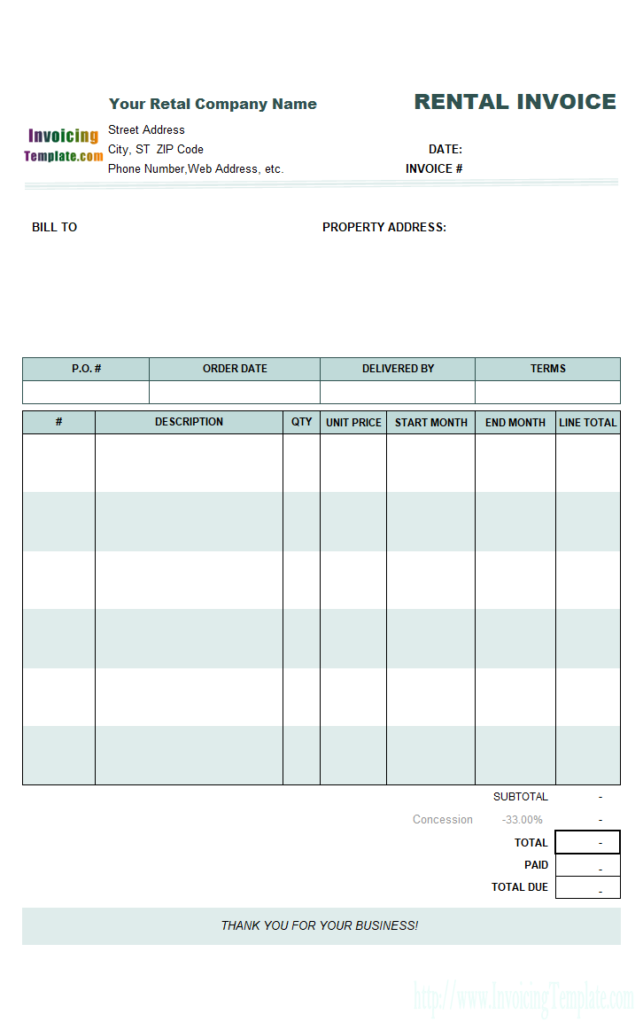 Rent Invoice Templates   8 Free Samples, Examples Format Download 