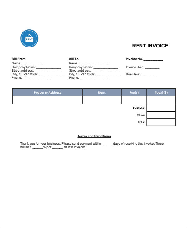 rent invoice template rental invoice template free formats excel 