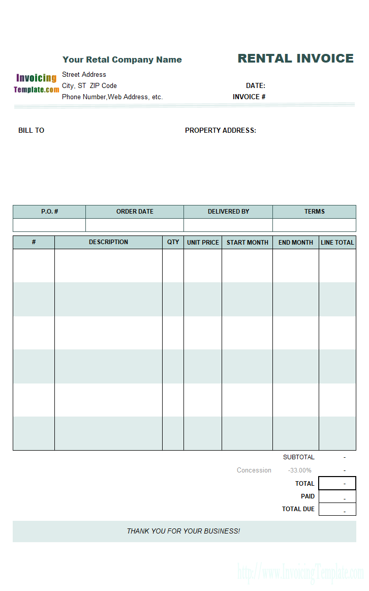 Rental Invoice Templates