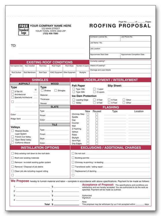 Free Printable Roofing Estimate Template Pdf