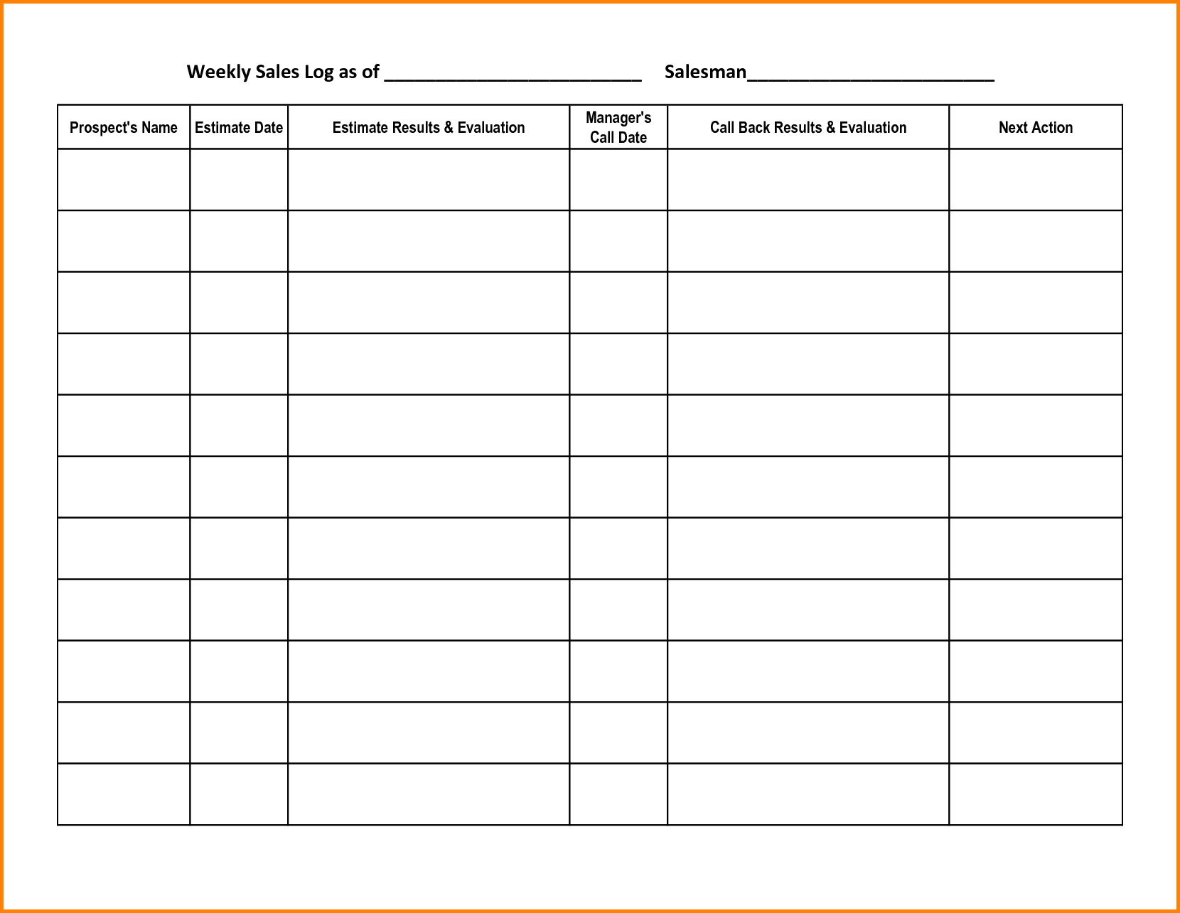 Free Sales Call Sheet Template Printable Templates